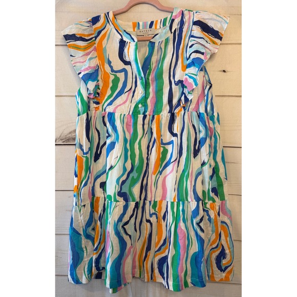 Hayden Los Angeles Dresses & Skirts - HAYDEN LOS ANGELES Tiered Ruffle Sleeve Abstract Print Mini‎ Dress Size L